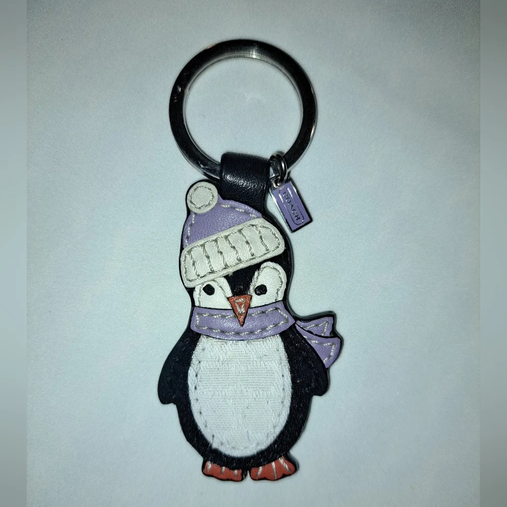 Coach Penguin Leather Keychain Bagcharm Never Used